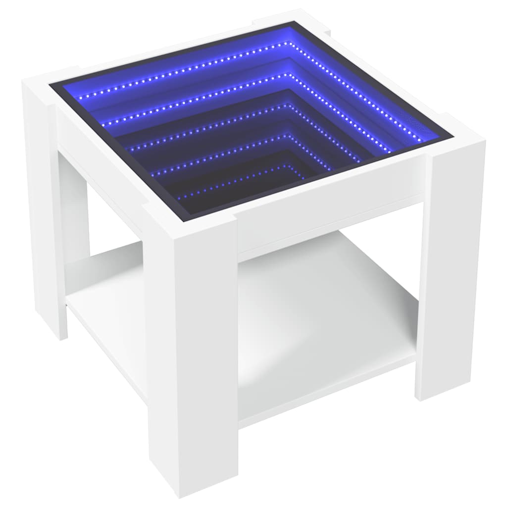 Mesa de centro c/ leds 53x53x45 cm derivados de madeira branco
