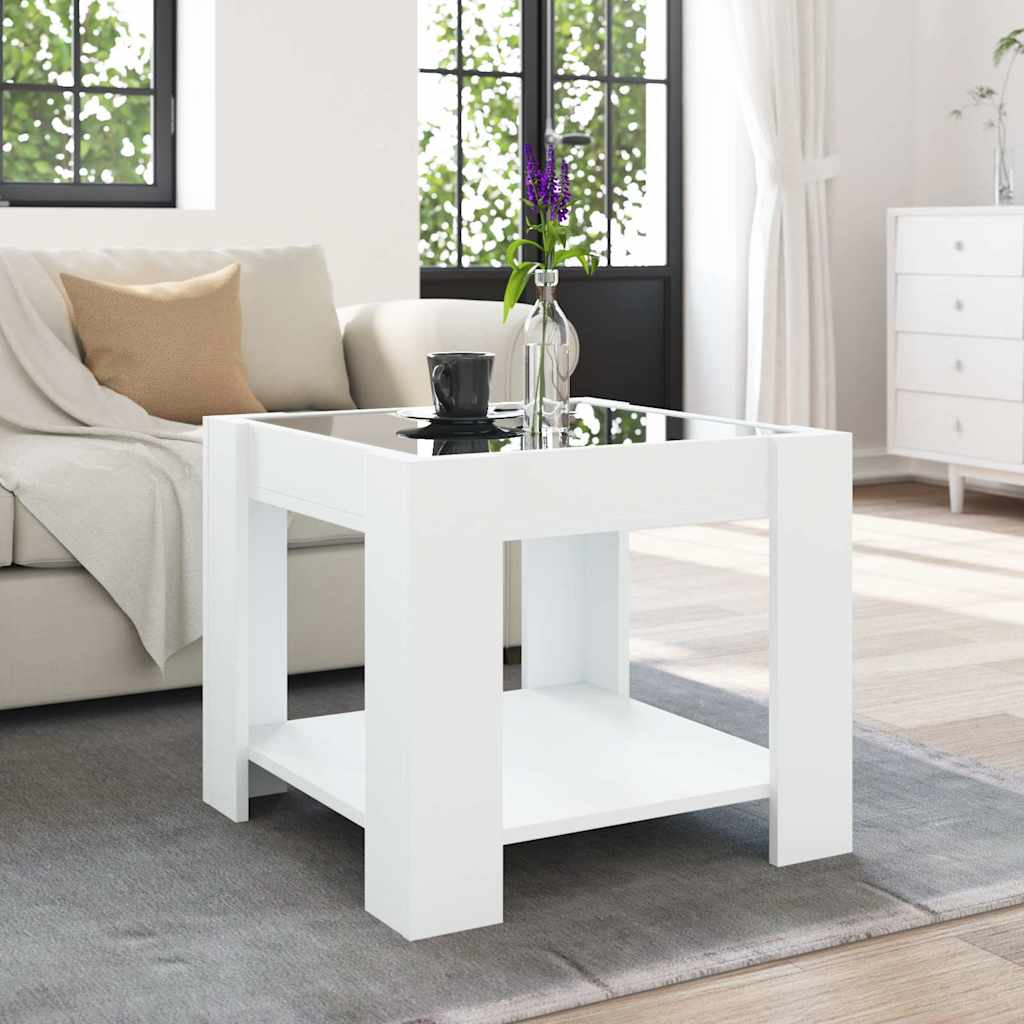 Mesa de centro c/ leds 53x53x45 cm derivados de madeira branco
