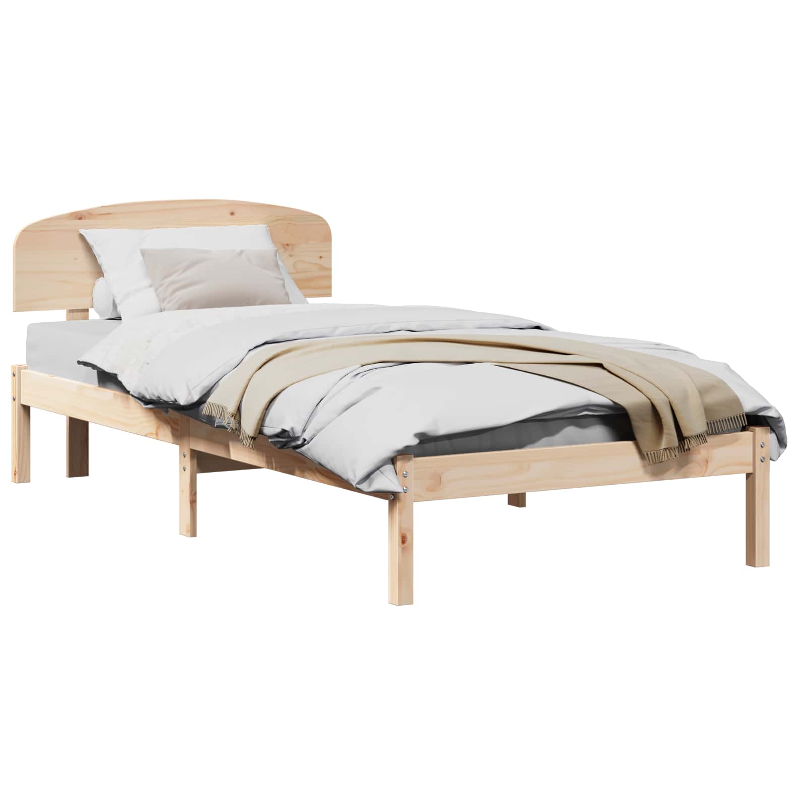 Estrutura da cama com cabeceira natural 100 x 200 cm