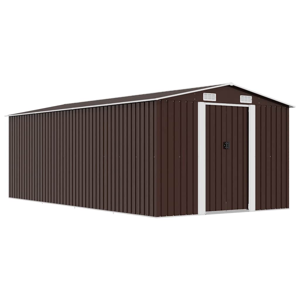 Abrigo de jardim 257x489x181 cm metal castanho