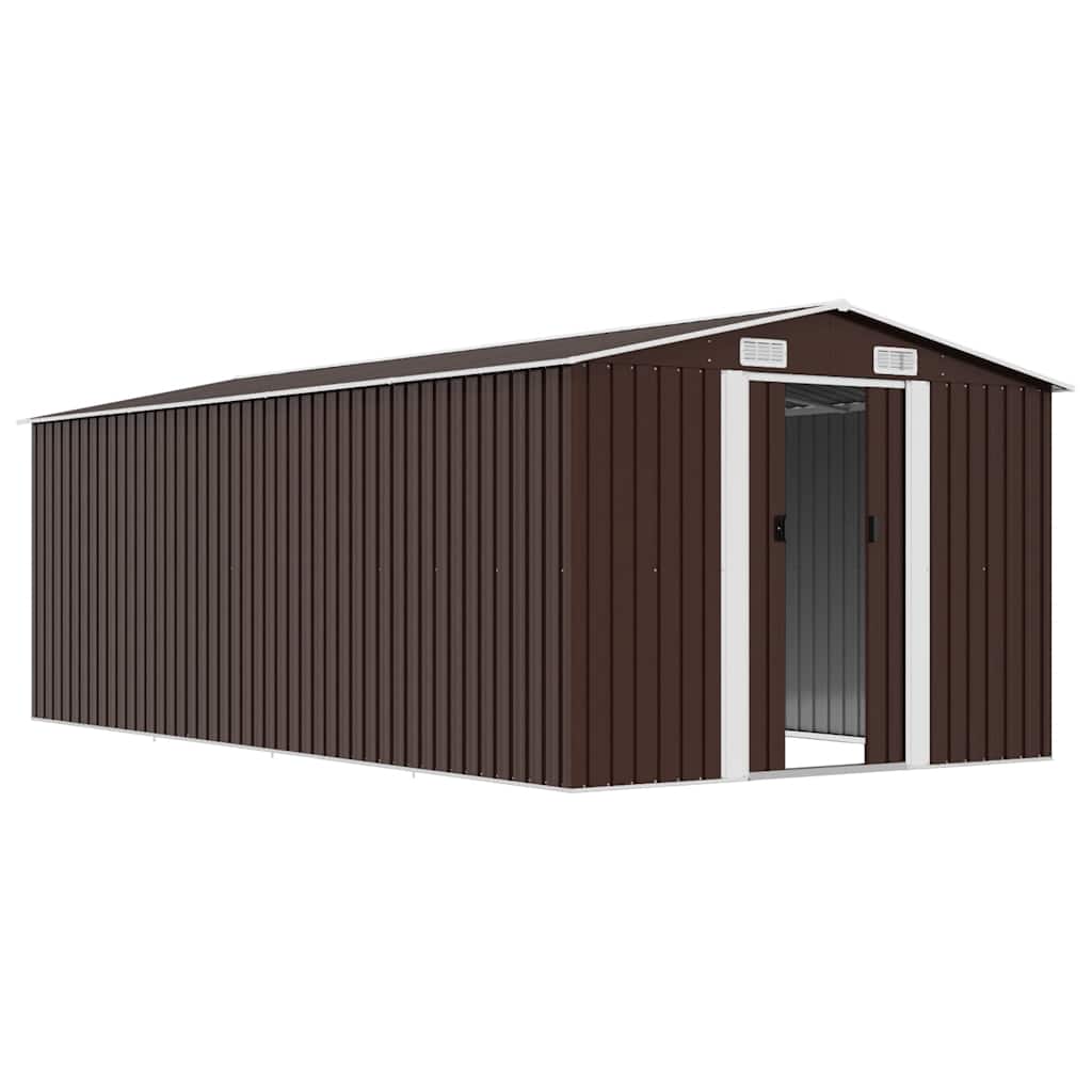 Abrigo de jardim 257x489x181 cm metal castanho