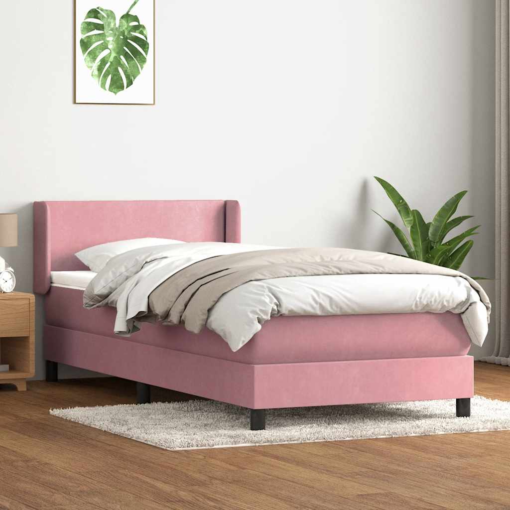 Cama com molas/colchão 80x220 cm veludo rosa