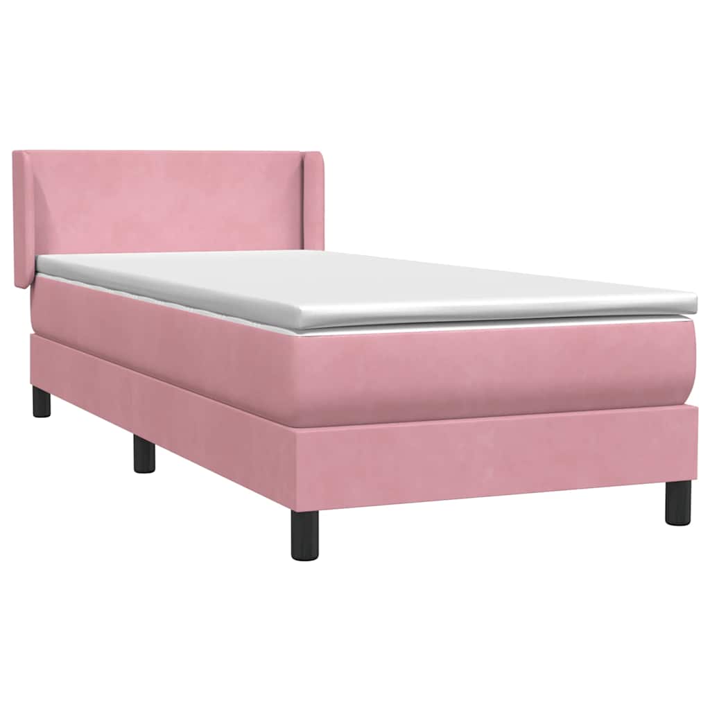 Cama com molas/colchão 80x220 cm veludo rosa