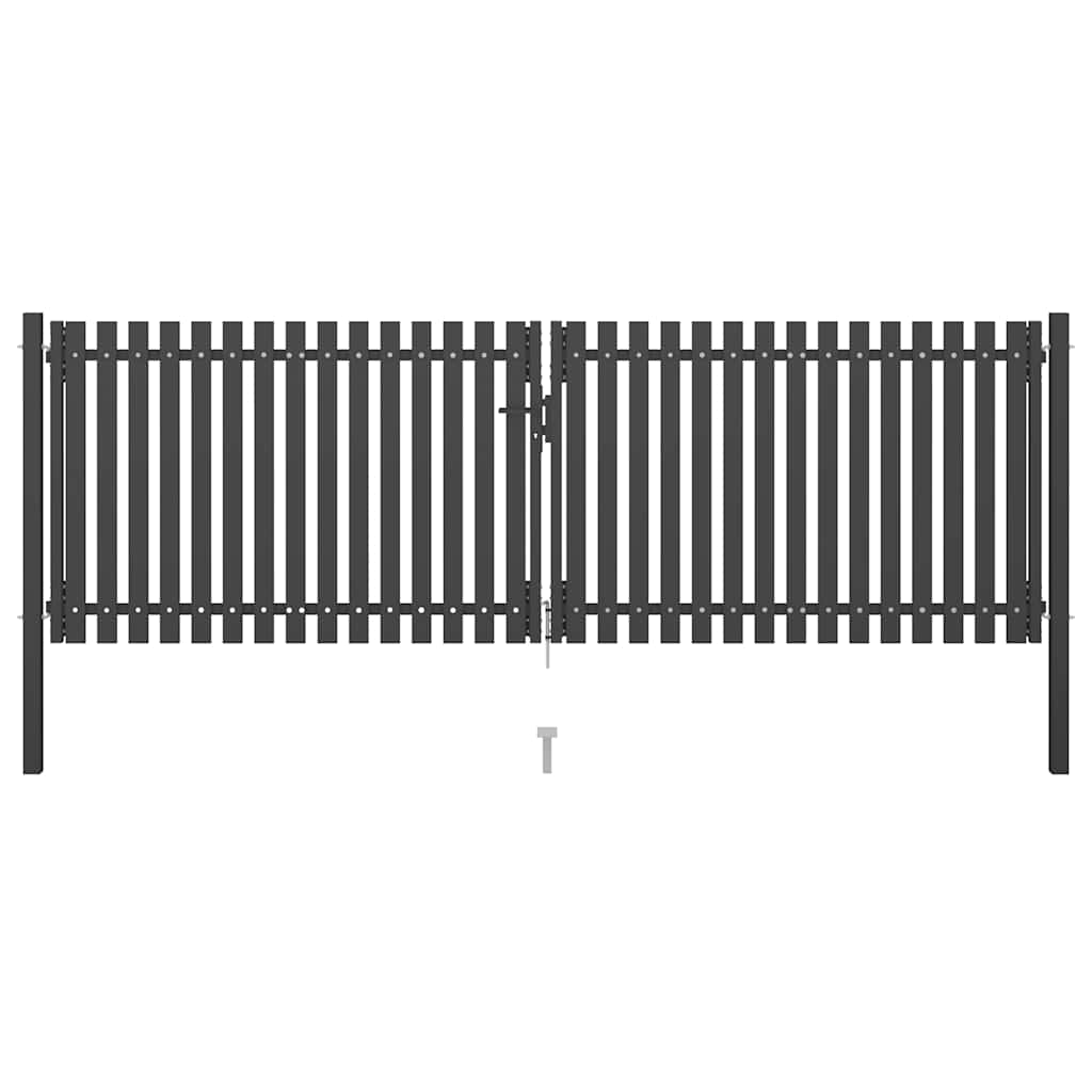 Portão de cerca de jardim em aço 400x100 cm antracite