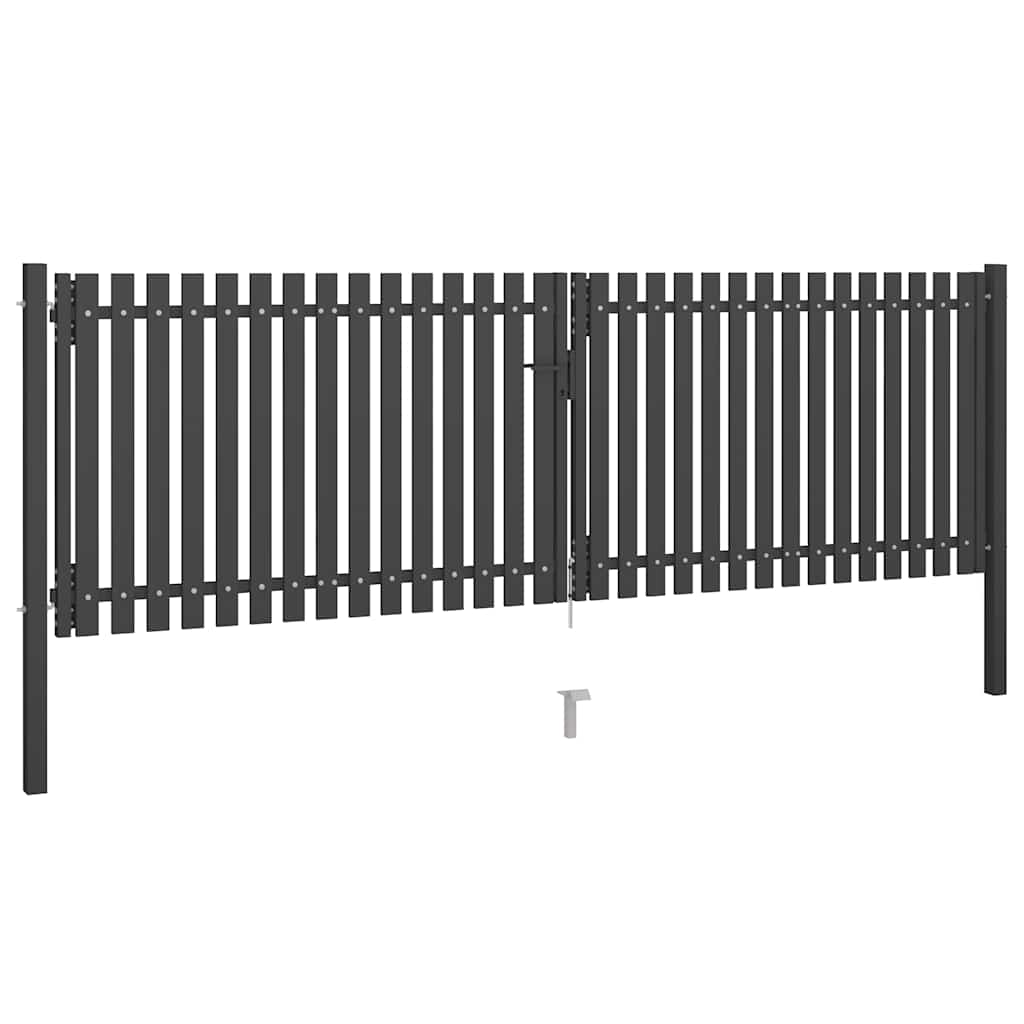 Portão de cerca de jardim em aço 400x100 cm antracite