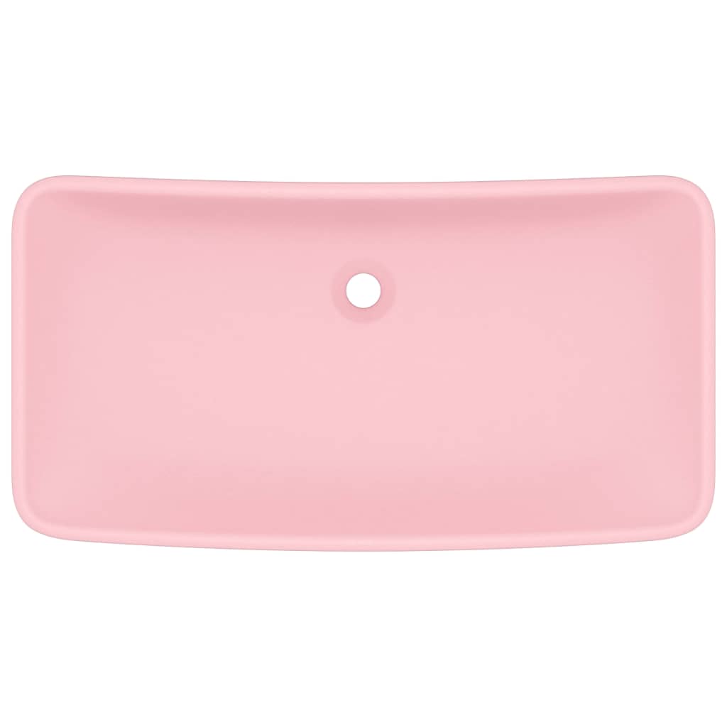 Lavatório luxuoso retangular 71x38 cm cerâmica rosa mate