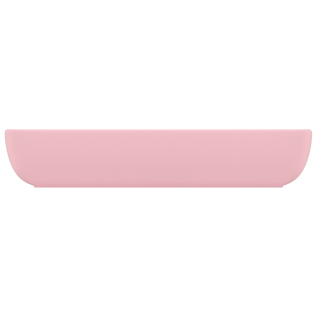 Lavatório luxuoso retangular 71x38 cm cerâmica rosa mate