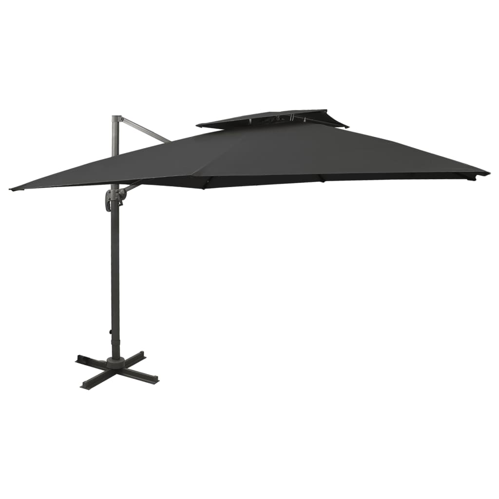 Guarda-sol de jardim cantilever c/ toldo duplo 300x300 cm preto