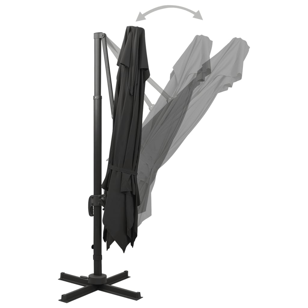 Guarda-sol de jardim cantilever c/ toldo duplo 300x300 cm preto