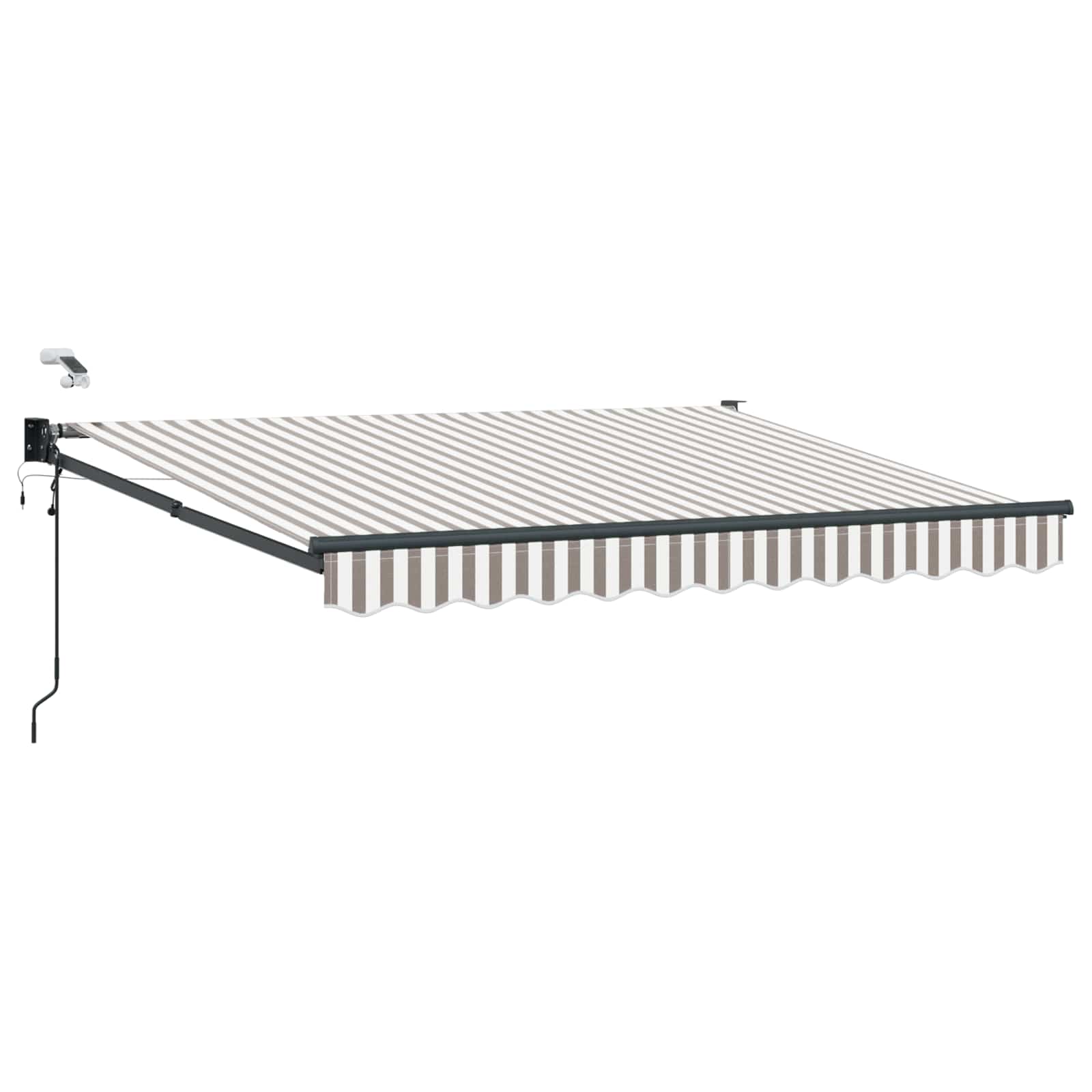 Toldo retrátil elétrico cinza claro e branco
