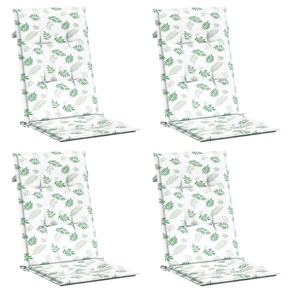 Almofadões cadeira de encosto alto 4 pcs tecido folhas