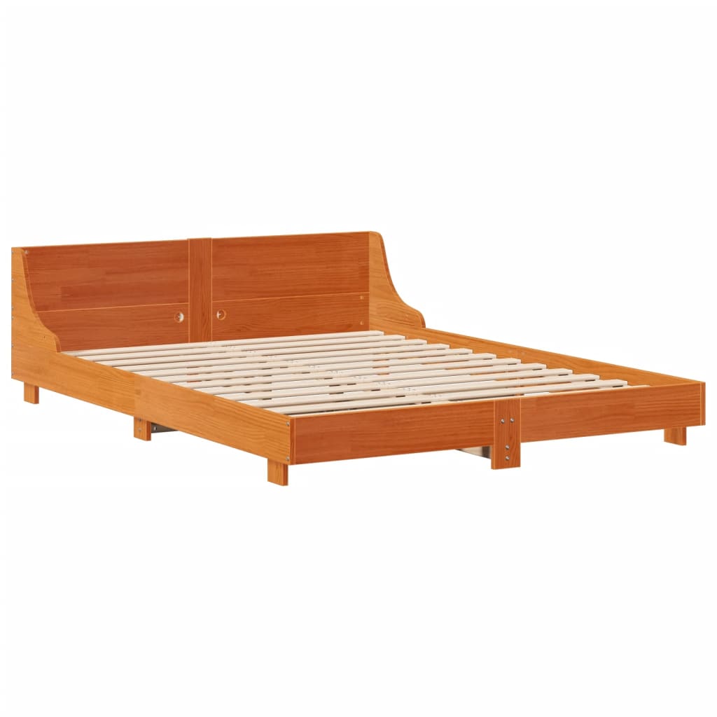 Cama sem colchão 120x200 cm madeira pinho maciça castanho-mel