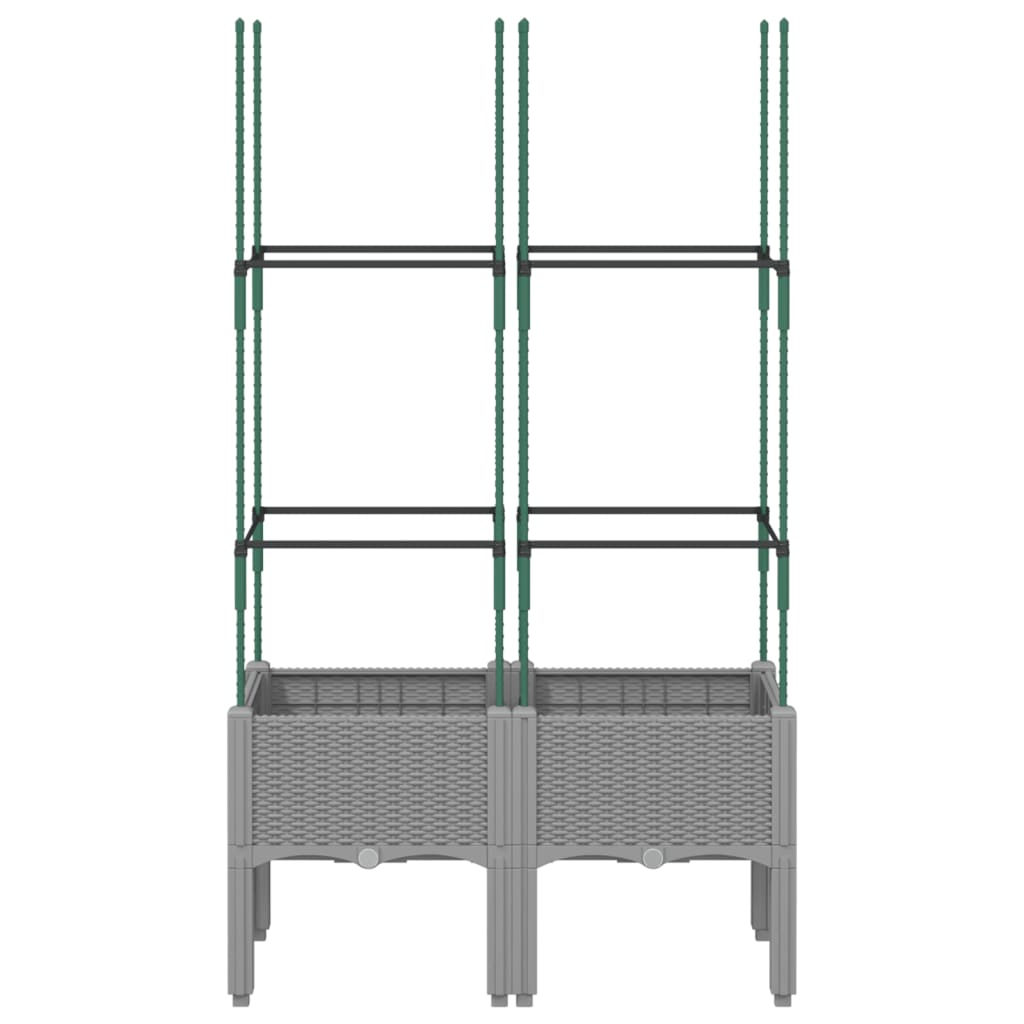 Vaso/floreira jardim c/ treliça 80x40x142,5cm PP cinzento-claro