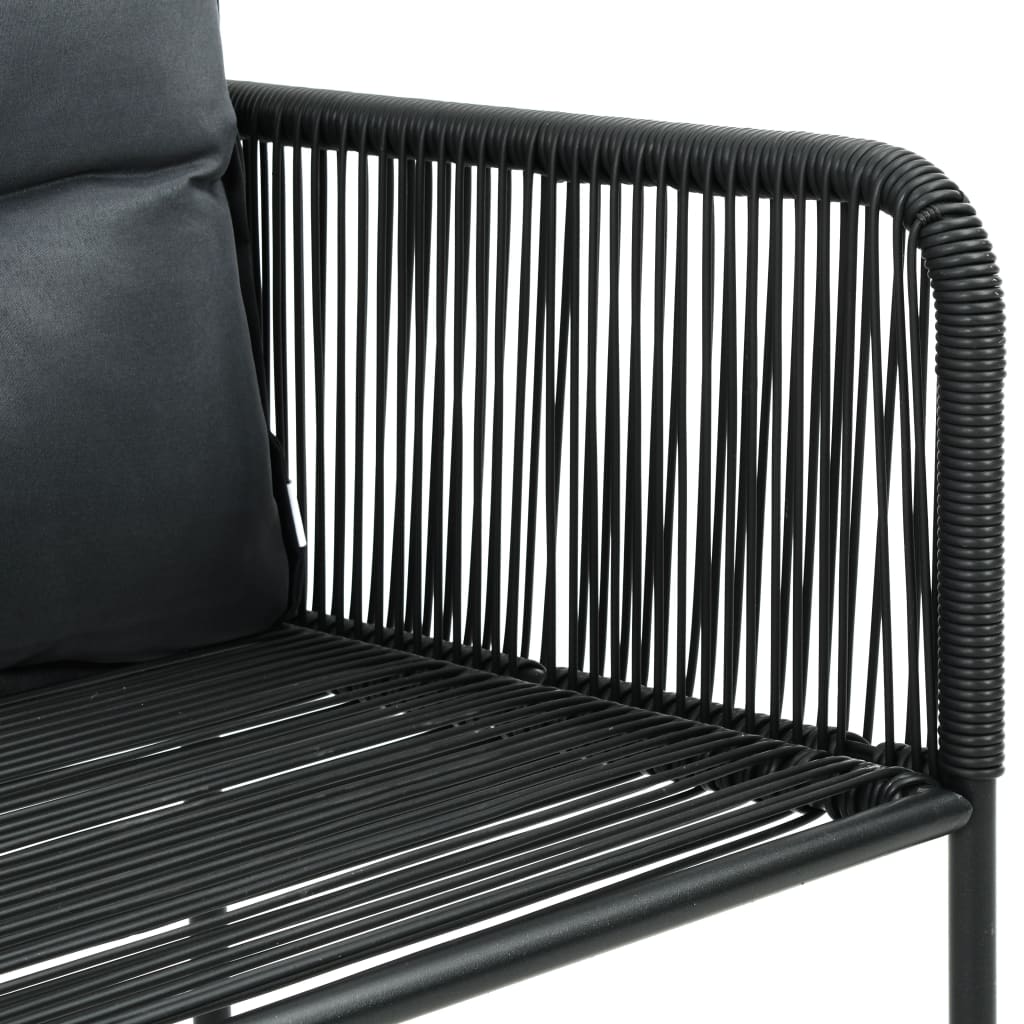 Cadeiras de exterior 2 pcs c/ almofadões vime PE preto