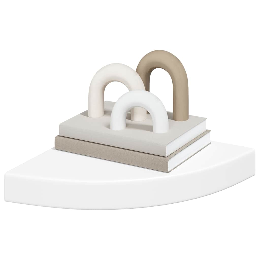 Prateleiras de canto suspensas 2 pcs 25x25x3,8cm MDF branco