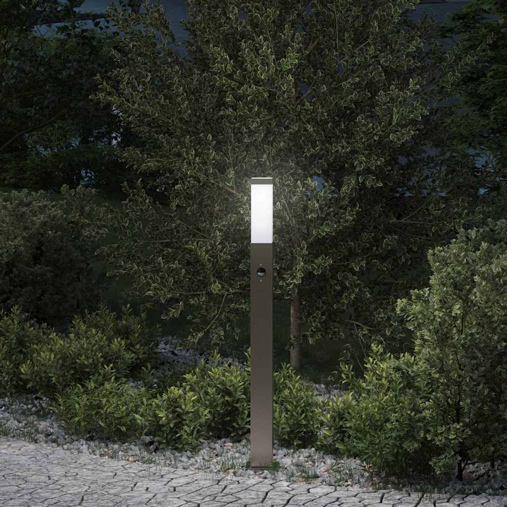 Luminária de poste com sensor, 80 cm, aço inoxidável, IP44