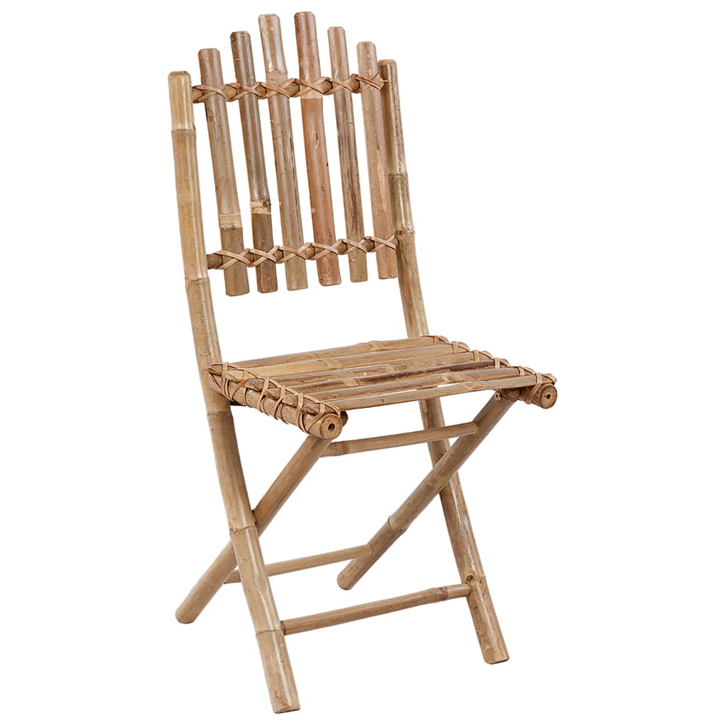 Cadeiras de jardim dobráveis c/ almofadões 2 pcs bambu