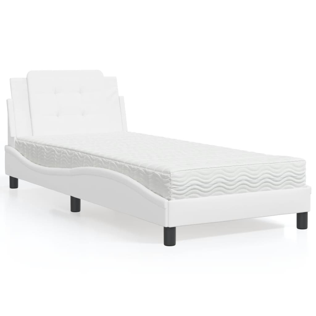 Estrutura de cama sem colchão zadar 90x190 cm couro artificial branco