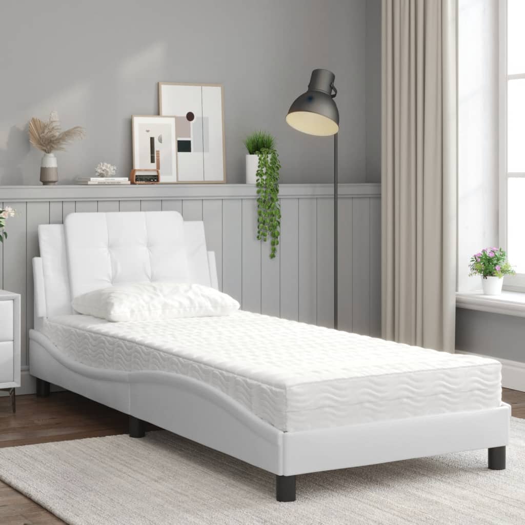 Estrutura de cama sem colchão zadar 90x190 cm couro artificial branco