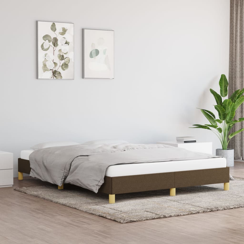 Estrutura de cama sem colchão 140x190 cm tecido castanho-escuro