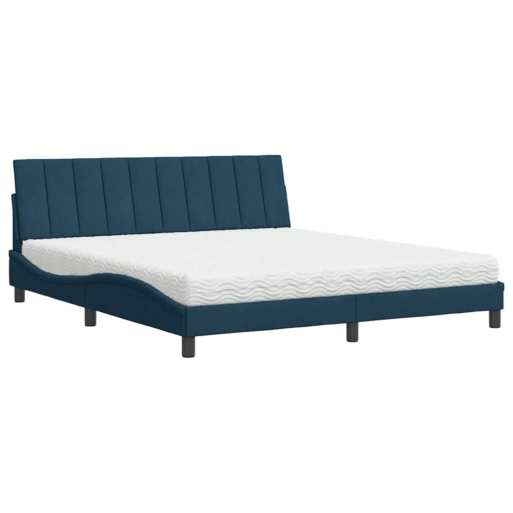 Cama com colchão hanko 180x200 cm veludo azul