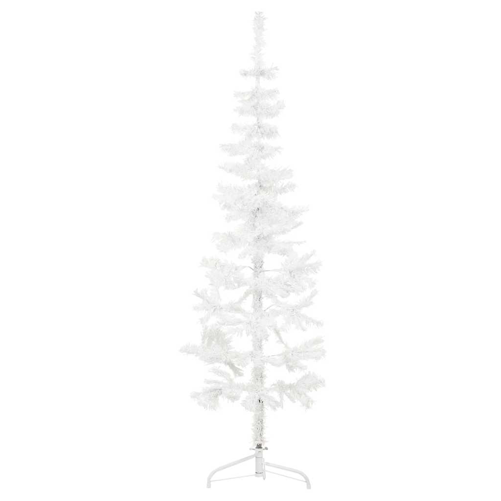 Meia árvore de natal fina com suporte 120 cm branco