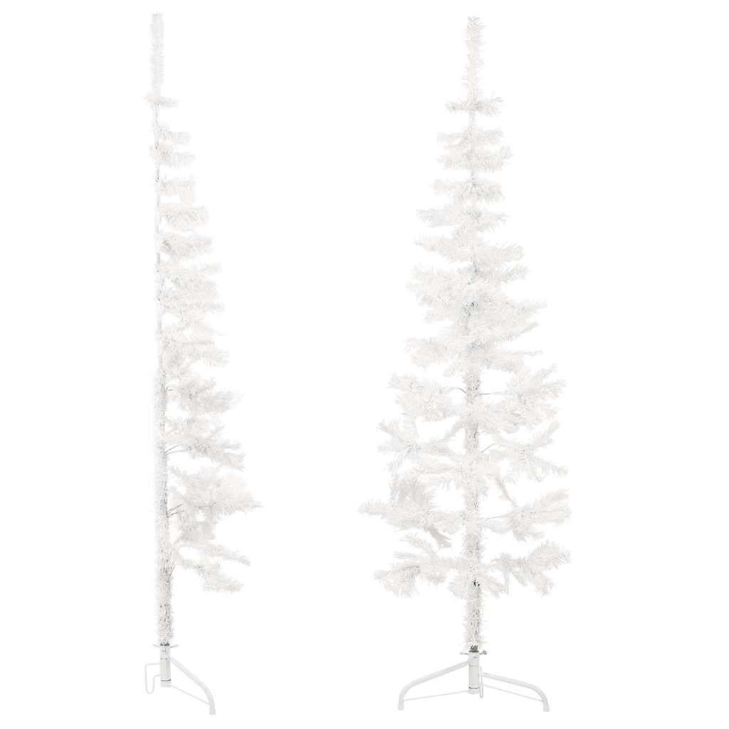 Meia árvore de natal fina com suporte 120 cm branco