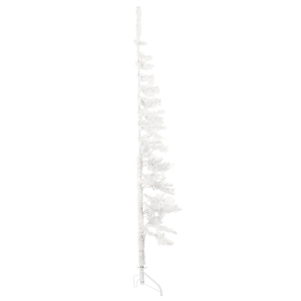Meia árvore de natal fina com suporte 120 cm branco