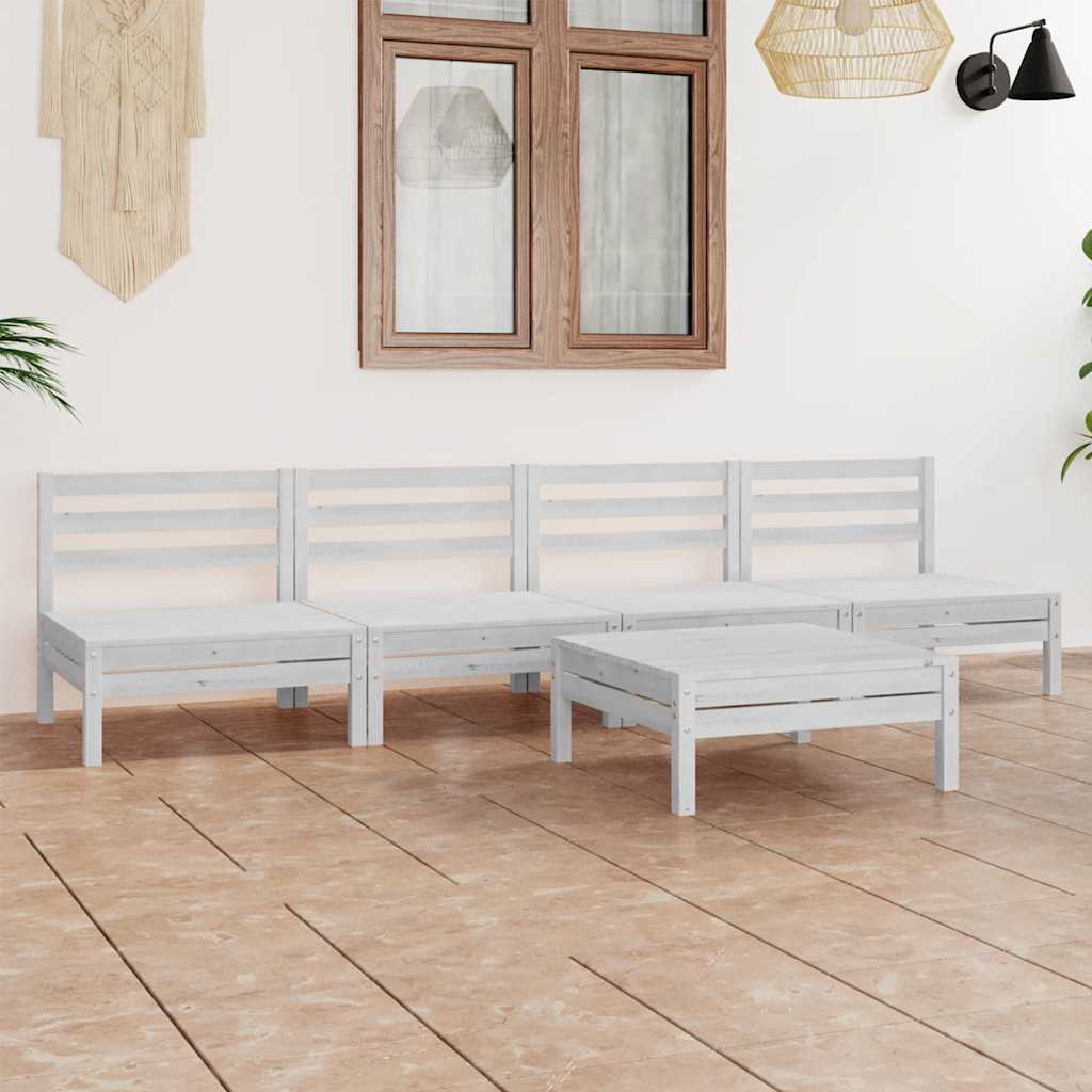 5 Pcs conjunto lounge de jardim pinho maciço branco