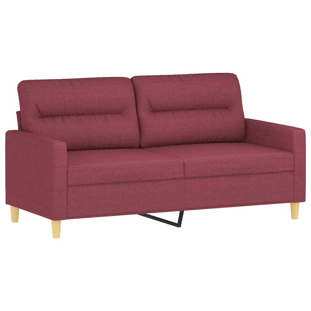 3 Pcs conjunto de sofás com almofadas tecido vermelho-tinto