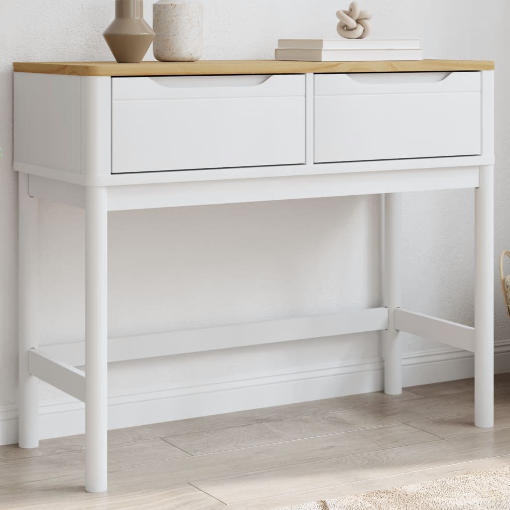 Mesa consola floro 89,5x36,5x73 cm pinho maciço branco