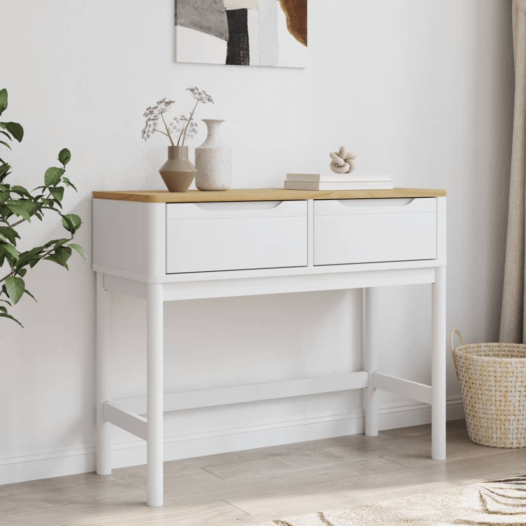 Mesa consola floro 89,5x36,5x73 cm pinho maciço branco