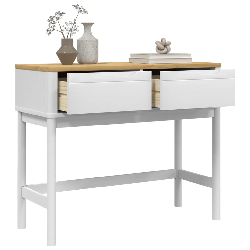 Mesa consola floro 89,5x36,5x73 cm pinho maciço branco