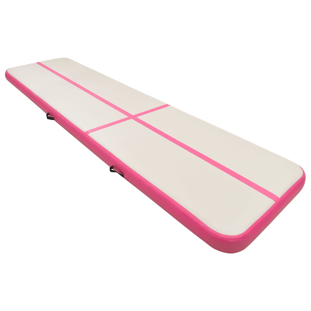 Colchão de ginástica insuflável c/ bomba 700x100x20 cm PVC rosa