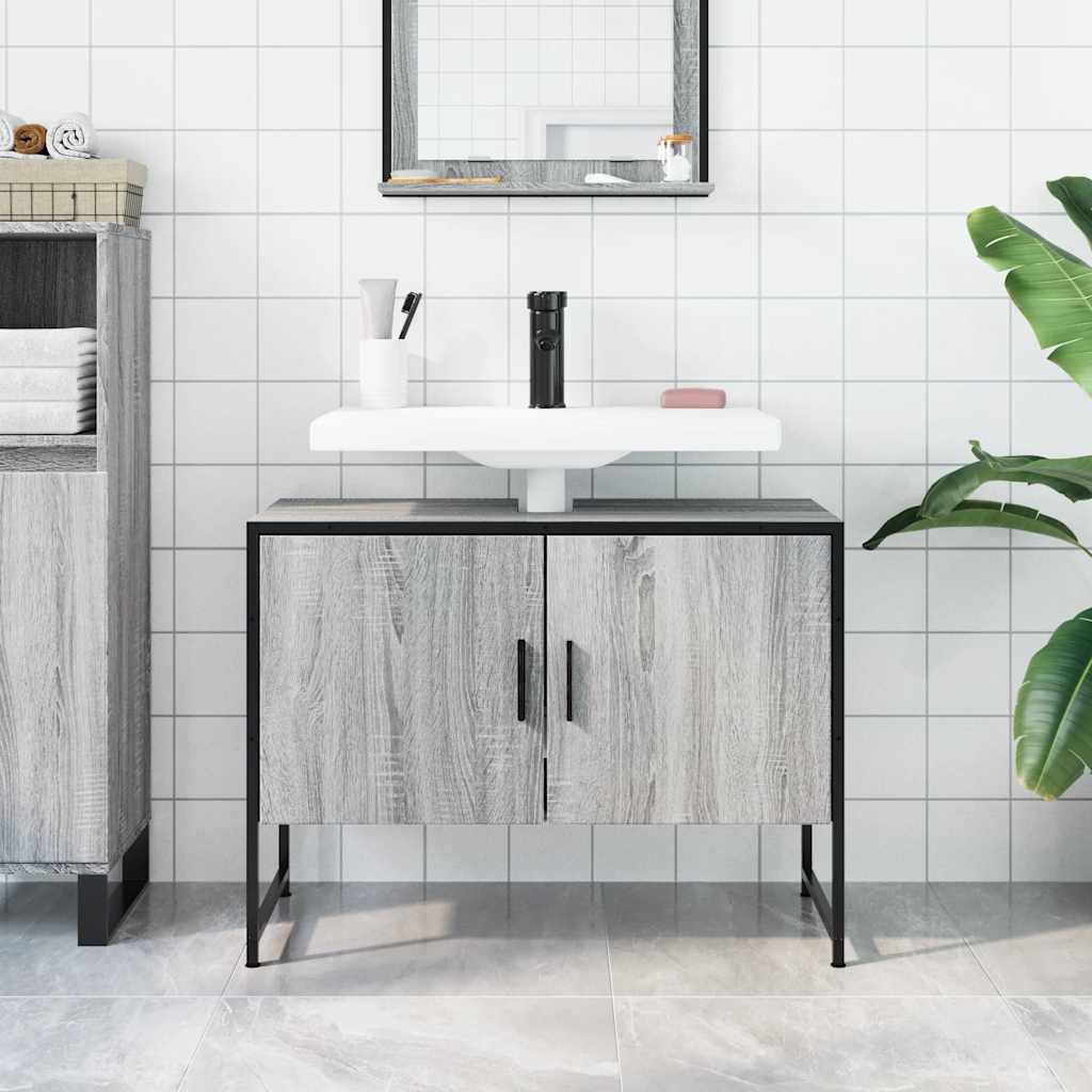 Armário p/ lavatório wc 80x33x60 cm deriv.madeira cinza sonoma