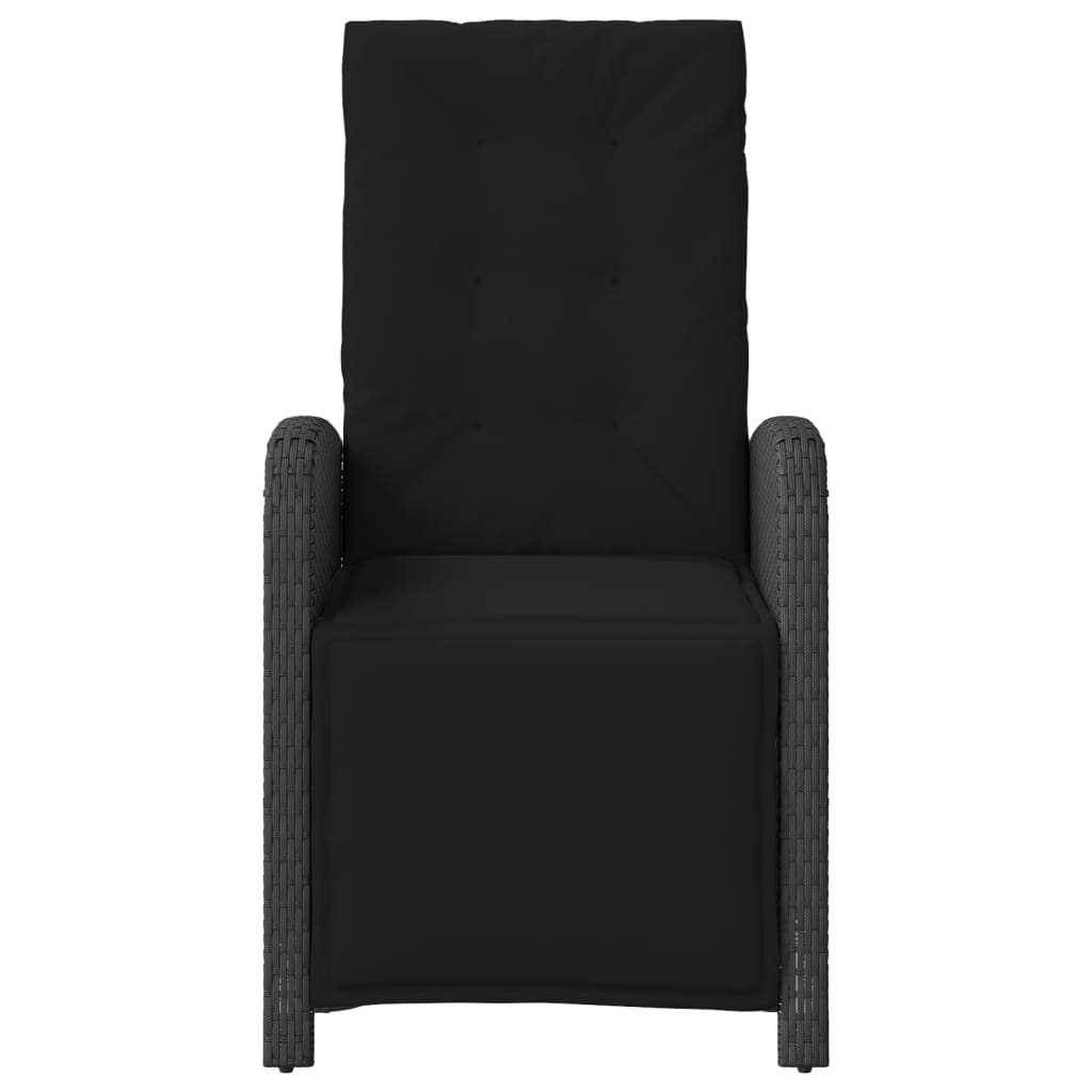 Cadeira de jardim reclinável c/ apoio para os pés vime PE preto