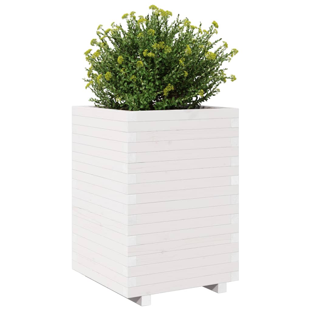 Vaso/floreira de jardim 50x50x72,5 cm pinho maciço branco