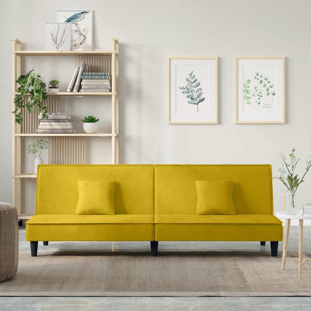 Sofá-cama veludo amarelo