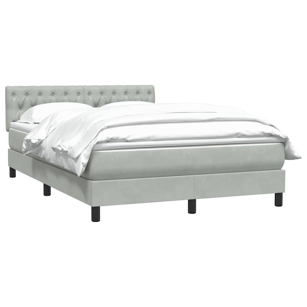 Cama com molas/colchão 160x210 cm veludo cinzento-claro