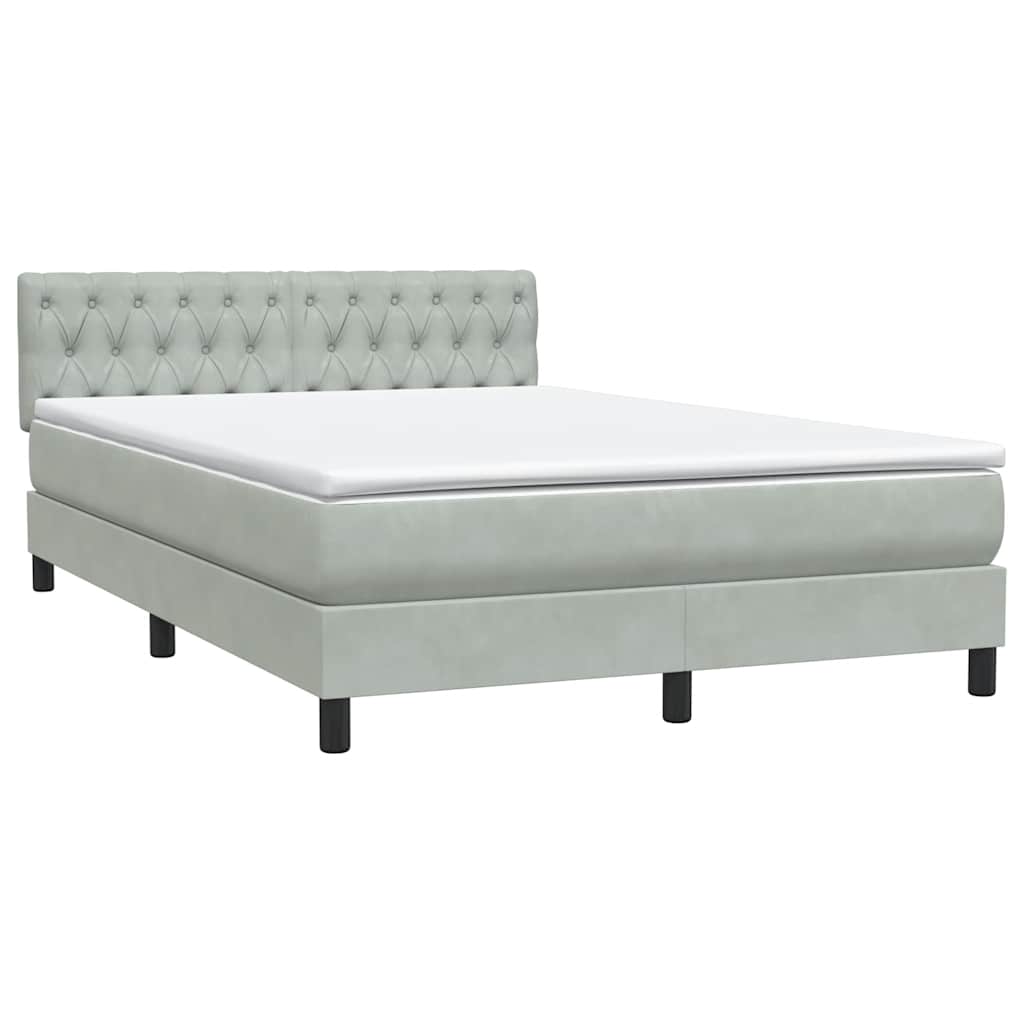 Cama com molas/colchão 160x210 cm veludo cinzento-claro