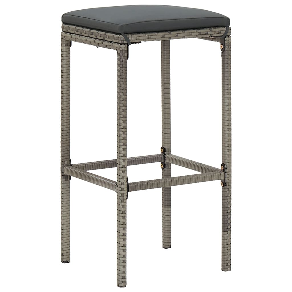 5 Pcs conjunto de bar p/ jardim acácia maciça/vime PE cinzento