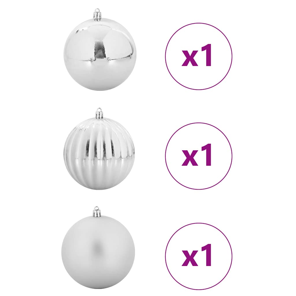 Conjunto de bolas de natal xxl 3 unid. prateado ø 25 cm leds