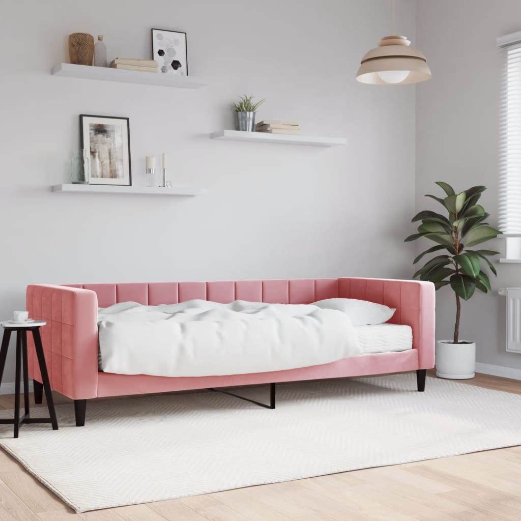 Sofá-cama com colchão 80x200 cm veludo rosa