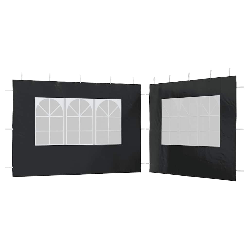 Parede lateral com janela p/ tenda de festas 2 pcs PE antracite