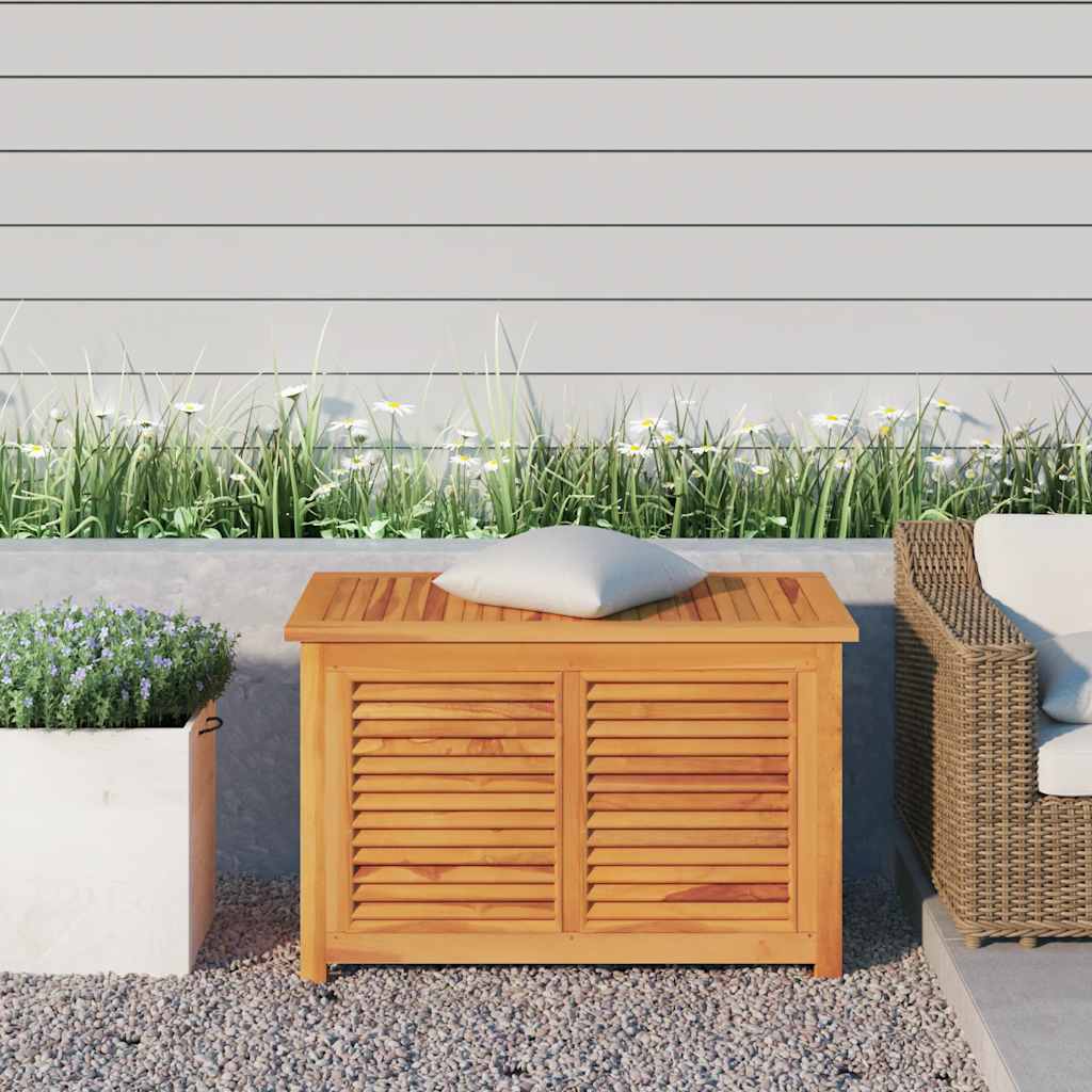Caixa de arrumação para jardim com saco 90x50x58 cm teca maciça