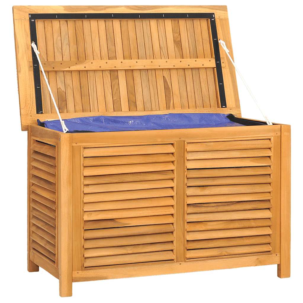 Caixa de arrumação para jardim com saco 90x50x58 cm teca maciça