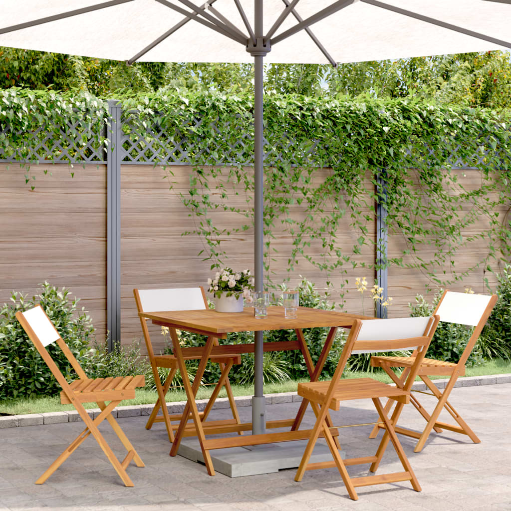 5 Pcs conj. jantar p/ jardim tecido/madeira maciça branco nata
