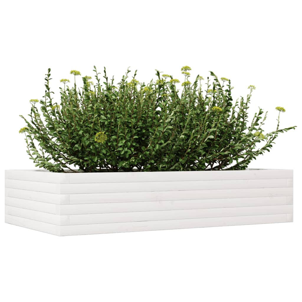 Vaso/floreira de jardim 110x60x23cm madeira pinho maciça branco