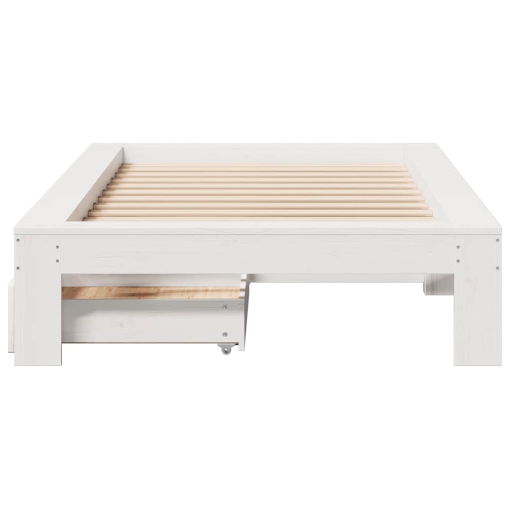 Cama sem colchão 90x200 cm madeira de pinho maciça branco