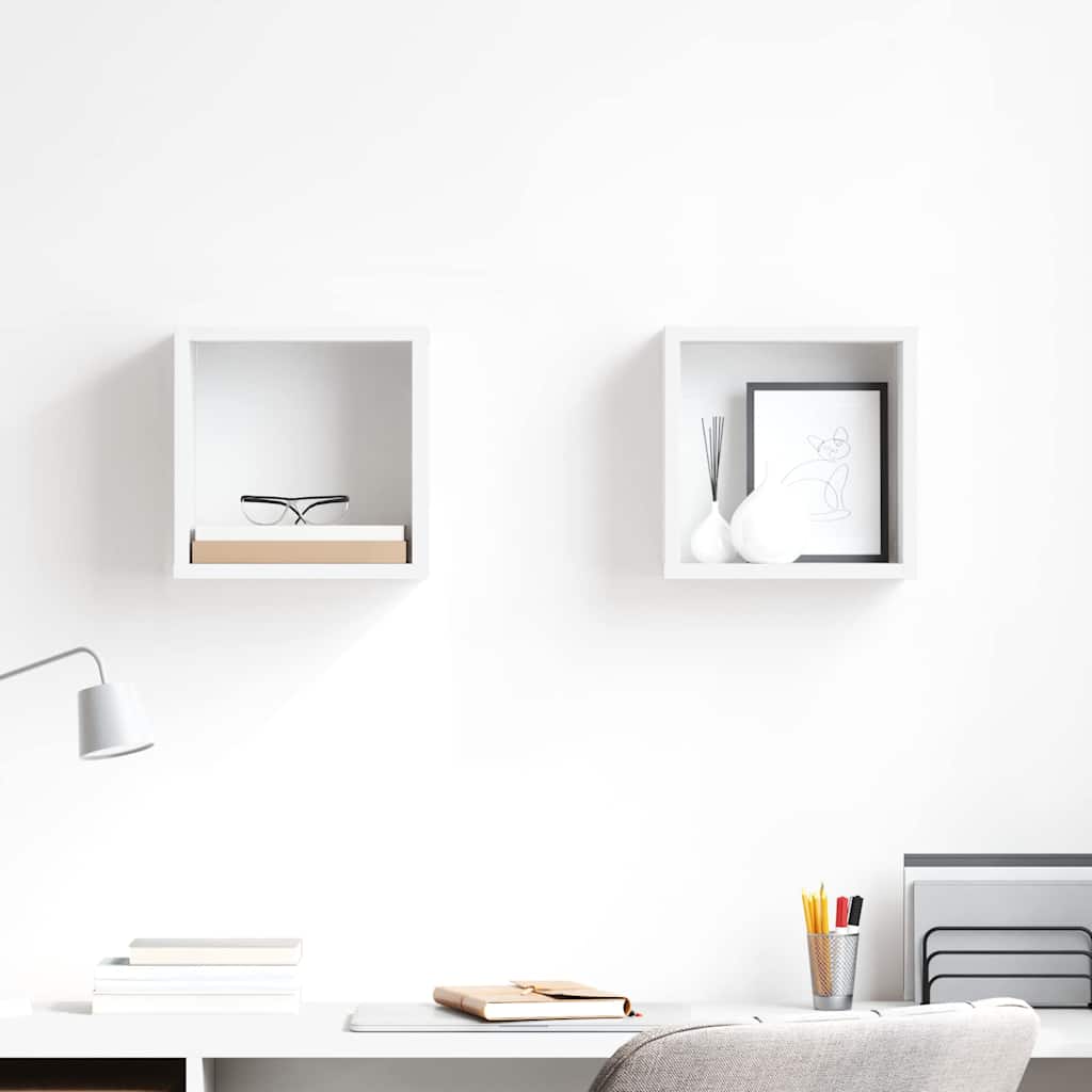 Prateleiras de parede em forma de cubo 2 pcs 26x15x26 cm branco